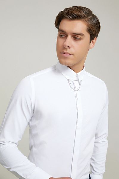 Twn Twn Slim Fit Λευκό πουκάμισο Dobby