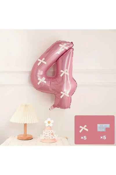 LOTUS PARTY Pink Number Balloon with White Ribbon - Pink Number Balloon with ...