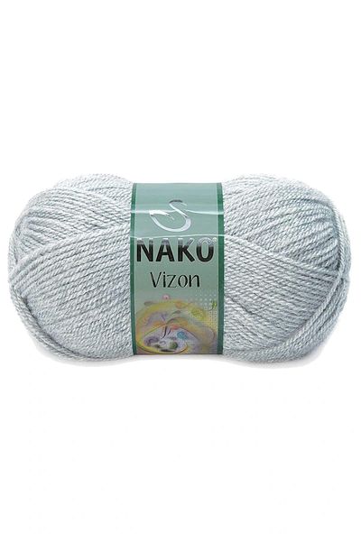 NAKO Mink Premium 5 Pieces Acrylic Hand Knitting - Floss Wool, Light Gray Melange Color No:195