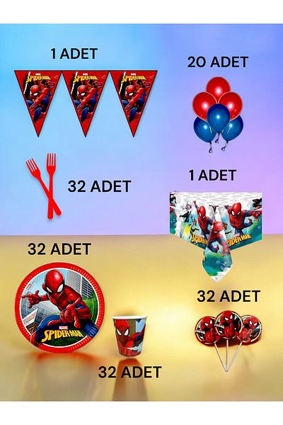 VibeHome 32 Person Spiderman Themed L Package - Birthday Party and Fun Events