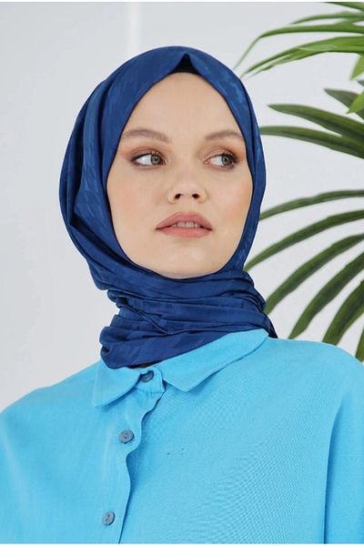 Sima Σάλι Loryan Jacquard Houndstooth - ΣΚΟΥΡΟ ΜΠΛΕ