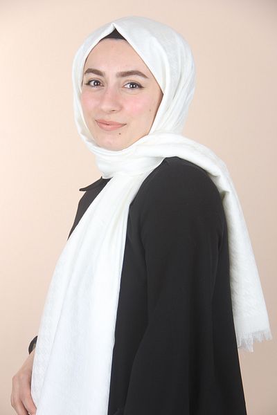 Nursima Σάλι Ecru Sima Κασμίρ Καρό