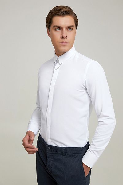 Twn Twn Slim Fit Λευκό πουκάμισο Dobby