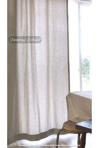 TUNCAY TEKSTİL 100% Cotton Vintage Linen Curtain Simple Plain Natural Woven Sunshade Window Curtain Buldan