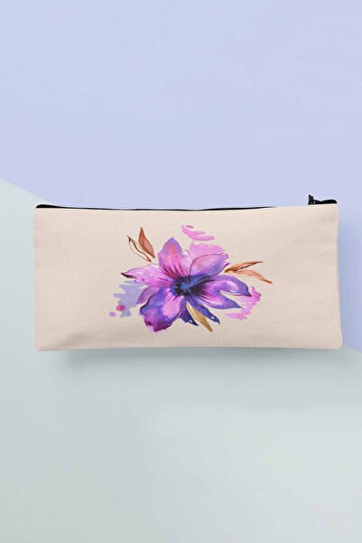 qoeuyl boutique Сумка для косметики з принтом фіолетових квітів, пенал, гаманець
