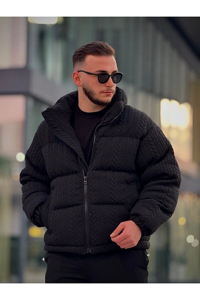 KINGAF Men's Stick Collar Winter Knitted Coat