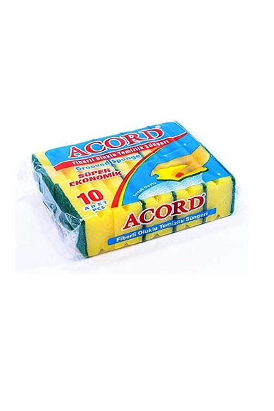 Acord Corrugated Dish Sponge Economic Package 10 Pieces Easy Cleaning 2 Pieces Dish Wire Gift