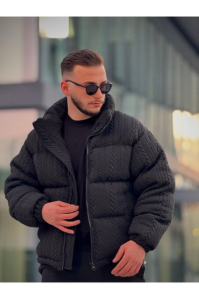 KINGAF Men's Stick Collar Winter Knitted Coat