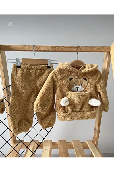 MK Kışlık peluş welsoft cepli kapüşonlu bebek takımı Çoçuk takımı
