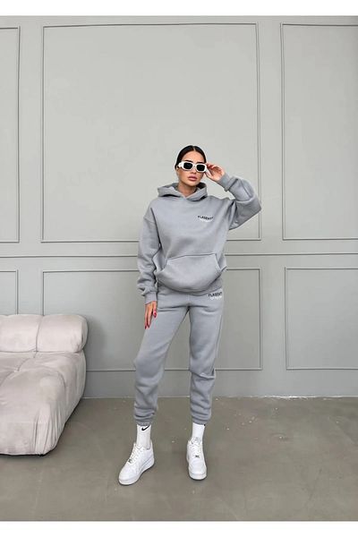 npLStore Large Size Printed Oversize 3 Thread Hooded Tracksuit Set