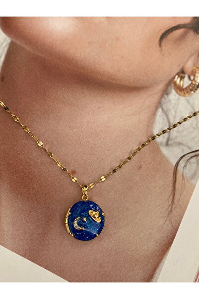 Pinery Jewels قلادة نسائية من الفولاذ المقاوم للصدأ باللون الأزرق الداكن - تص...