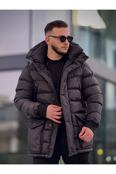 KINGAF Ανδρικό παλτό με κουκούλα