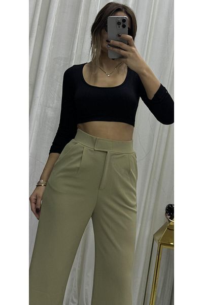 Daves Khaki Palazzo Trousers - Lycra and Velcro