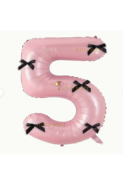 LOTUS PARTY Pink Numeral Balloon with Black Ribbon - Pink Numeral Balloon wit...
