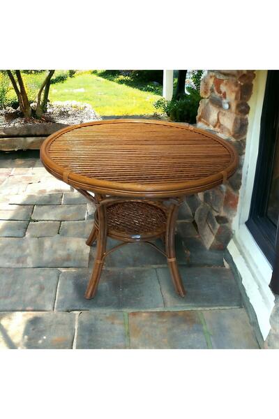 SANCAKTAR BAMBU Bambu Yuvarlak Masa 110 Cm (CAMSIZ)