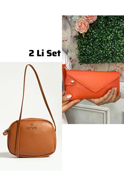 ESTUTE 2 Pack Orange Wallet and Urban Bag Set