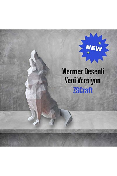 zscraft Masaüstü Biblo Bozkurt Uluyan Kurt Hediyelik Mermer Desenli