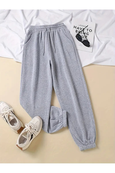 CAONNES Pantaloni de trening gri unisex cu elastic la gleznă SHAH MODAffdg653...