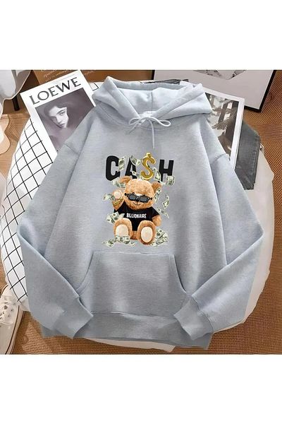 VİPER Φούτερ Unisex 2ip Raster CASH με στάμπα γκρι oversize