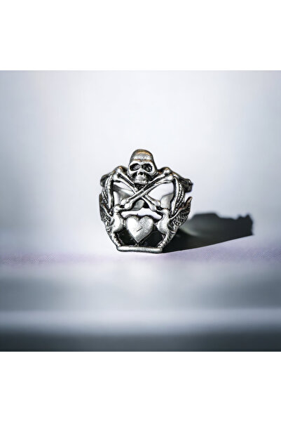 Atolyezone 4 Adet 925 Ayar Gümüş Kaplama Death Ayarlanabililir Yüzük Seti