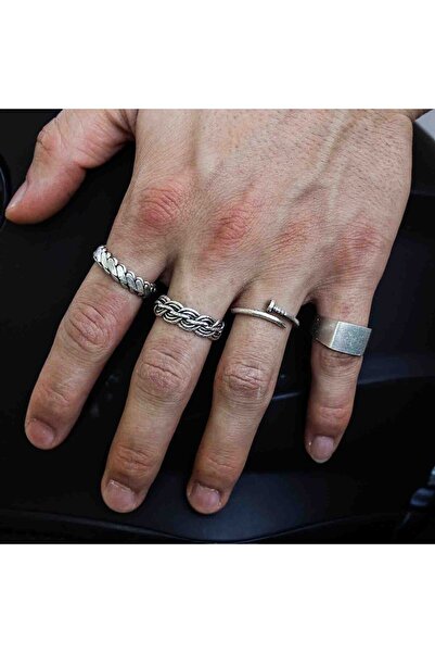 Atolyezone 4 Adet 925 Ayar Gümüş Kaplama Ayarlanabilir Model Kadın Ve Erkek Ç...