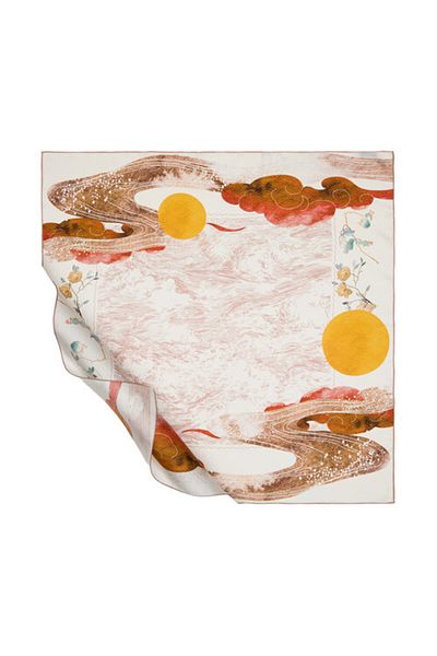 ipekevi Cream Silkworm Silk Scarf 1322