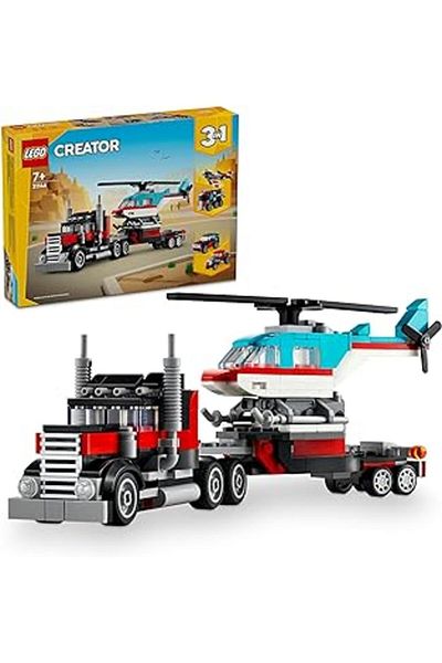 robotrend 31146 Open Case Truck with Helicopter for Kids Ages 7 and up - 3 in 1 Creative Toy Construction