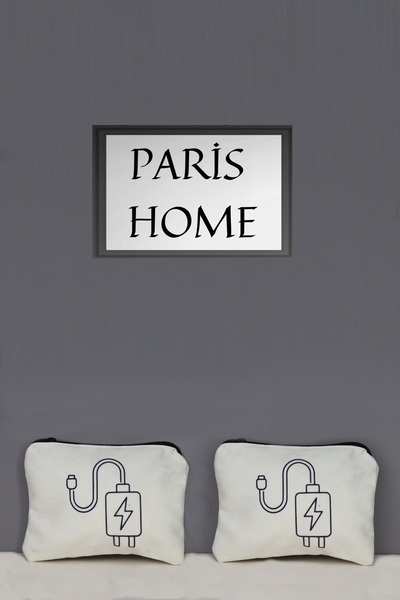 Paris Home 2 Adet Şarj Cihazı Aleti Saklama Düzenleyici Organizer Dolap Seyah...
