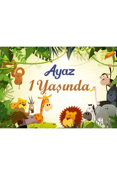 Safari Temalı Kişiye Özel Isimli 70x100 Cm Ölçüsünde Branda Afiş