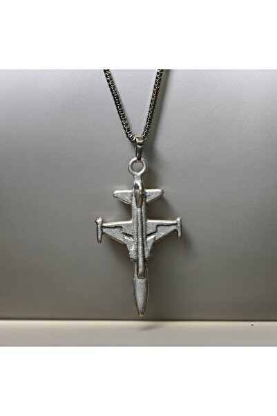 Atolyezone Gümüş Kaplama Tarz Uçak Çelik Kolye