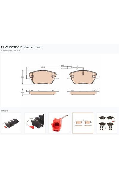 TRW Fiorino-G.Punto-Bipper-Corsa-Nemo 1.3 06 Front Pads Doblo - Single Spring Linea 1.3 07