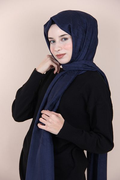 ipekevi Dark Blue Silkhouse Blend Shawl 5677