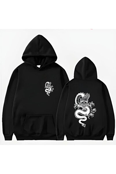 LELVANİ Men's Dragon Printed Hooded Sweat