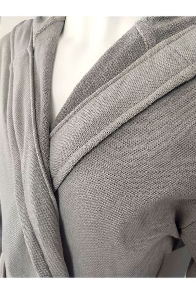 CollessiaHome Μπουρνούζι Unisex Γκρι με κουκούλα 100% βαμβακερό
