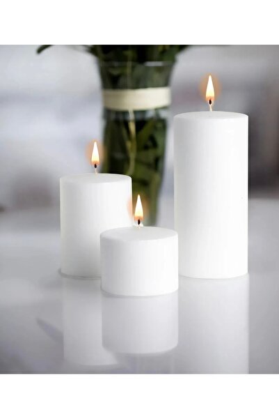 BayCazip Silindir Mum 3 Lü Set - Pudra Kokulu ( 6.9.12 Cm )