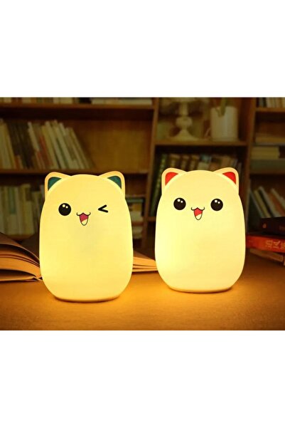Pretty Sevimli Kedi Dokunmatik LED Silikon Gece Lambası