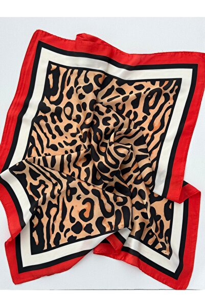 Luparadis Leopar Desen Kalın Kırmızı Biyeli Fular