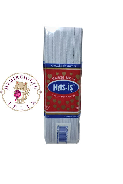 Demircioğlu İplik Has-iş Beyaz Orta Yumuşaklık En 1cm Lastik 10 Metre Bel Paç...