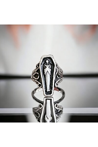 Atolyezone 4 Adet 925 Ayar Gümüş Kaplama Death Ayarlanabililir Yüzük Seti