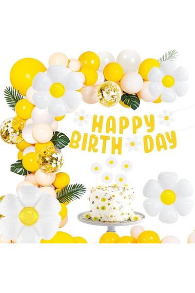 ALYA Σετ πάρτι γενεθλίων Party White Daisy Birthday Concept