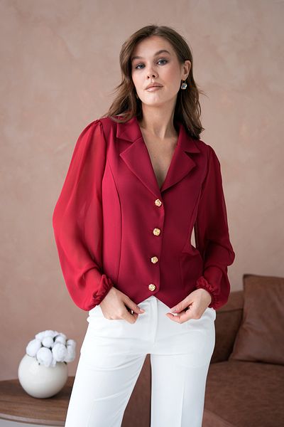 ZISHAN Jachetă de damă din șifon auriu - Detaliu nasturi, 026