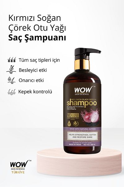 WOW Skin Science Red Onion Shampoo - 93% Natural Ingredient - Hair Growth and Hair Loss Control 500ml