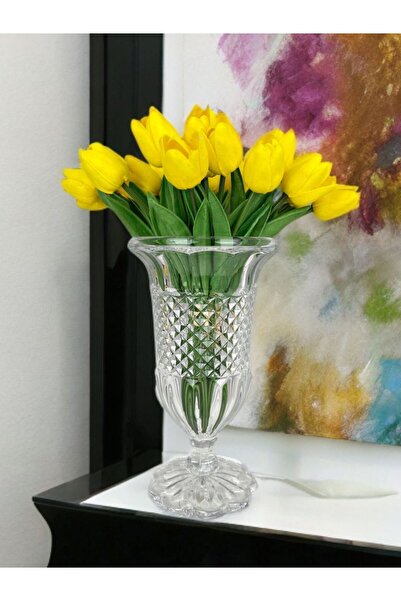 PEKİBU AYAKLI LÜKS CAM VAZO ŞEFFAF 29X17 CM