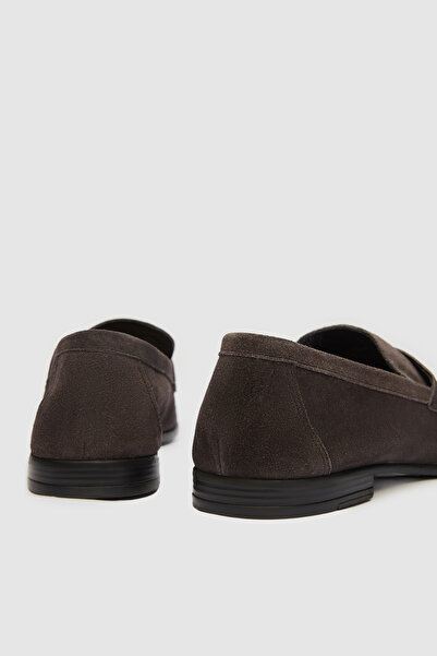 Twn Anthracite Leather Loafer Shoes