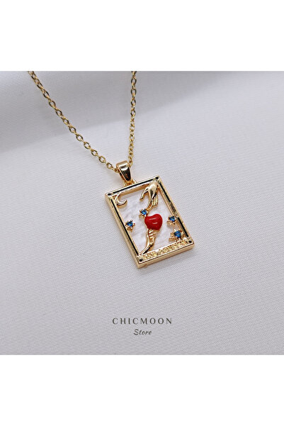 CHICMOON STORE الصلب الذهب اللون القلب التارو قلادة