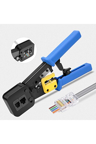 Derwell Yeni Nesil EZ RJ45 RJ11 Cat5 Cat6 Konnektör Ağ Sıkma Pensesi Lüx Kola...