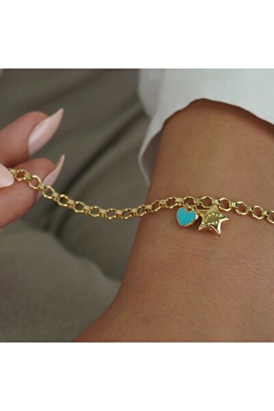İzgi Kuyumculuk Yıldız Kalp Charm Bileklik