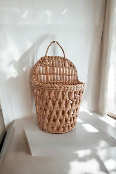 afralya home Hasır Yuvarlak Dekoratif Gazetelik Çiçeklik Raf