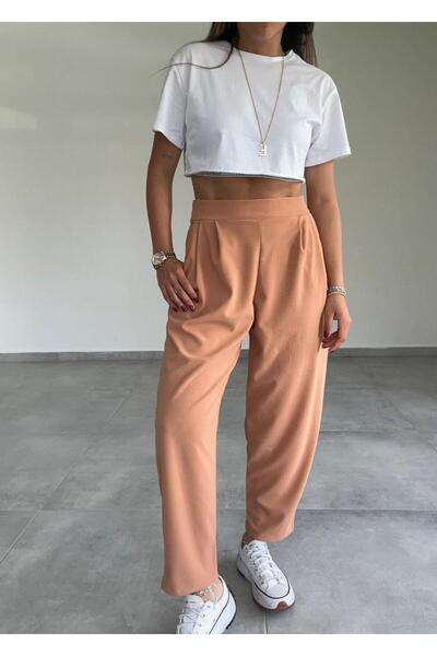 Paw Garage Scuba Harem Pantolon, Krep Kumaş, Rahat Kalıp