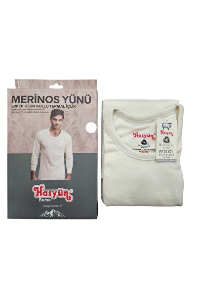 Elena textile & underwear Ανδρικό μακρυμάνικο θερμικό μάλλινο εσώρουχο Hasyün / Το φυσικό μαλλί είναι θερμικό